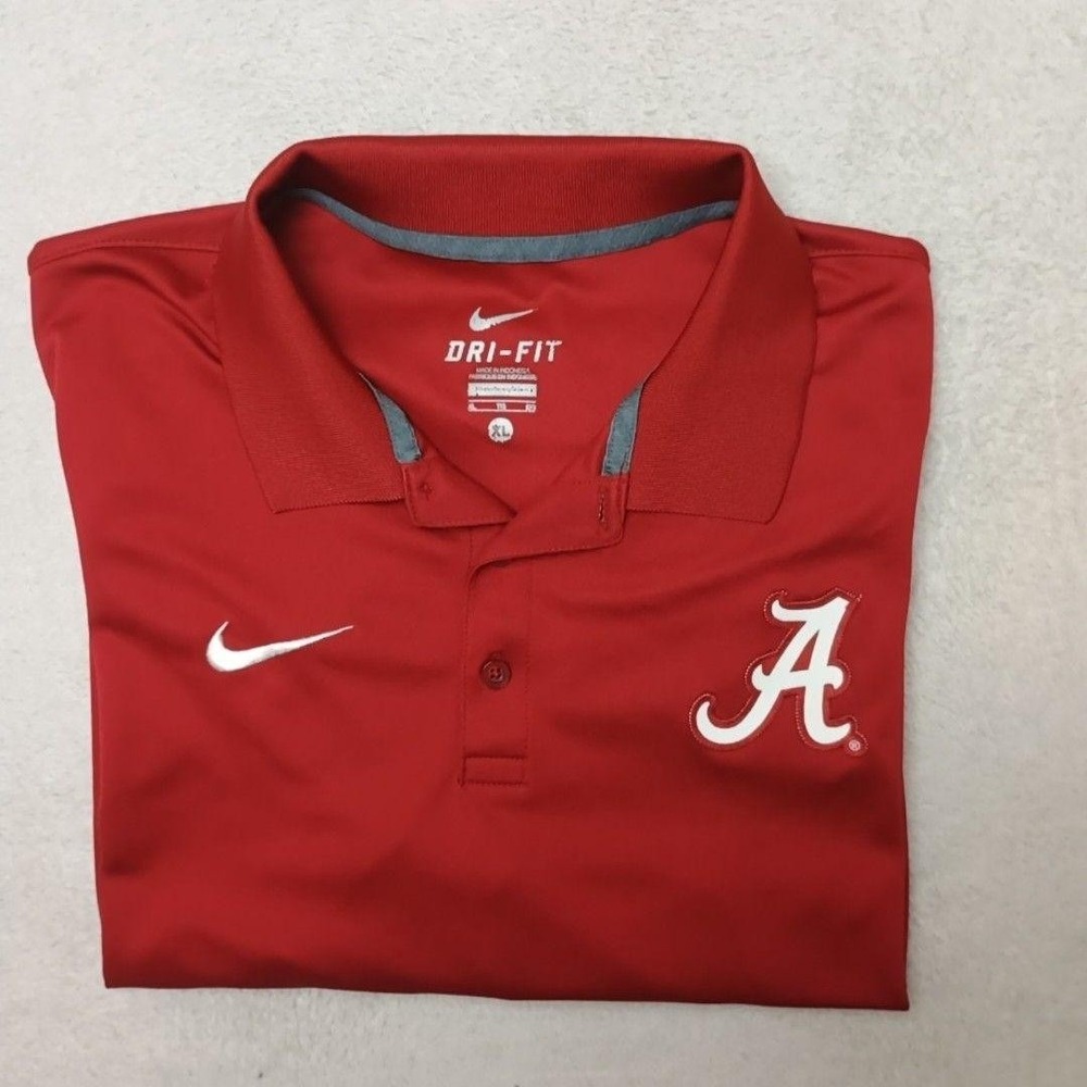 Alabama Crimson Tide Polo Shirt Mens XL Red Nike Dri-FIT NCAA Football Golf Work